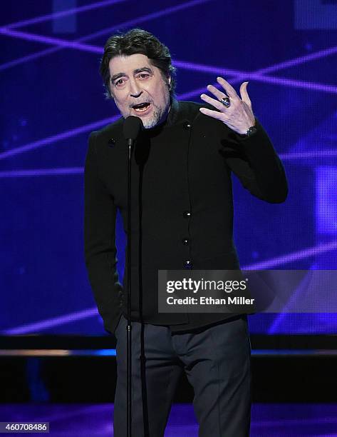 Singer Joaquin Sabina speaks during the 15th annual Latin GRAMMY Awards at the MGM Grand Garden Arena on November 20, 2014 in Las Vegas, Nevada.