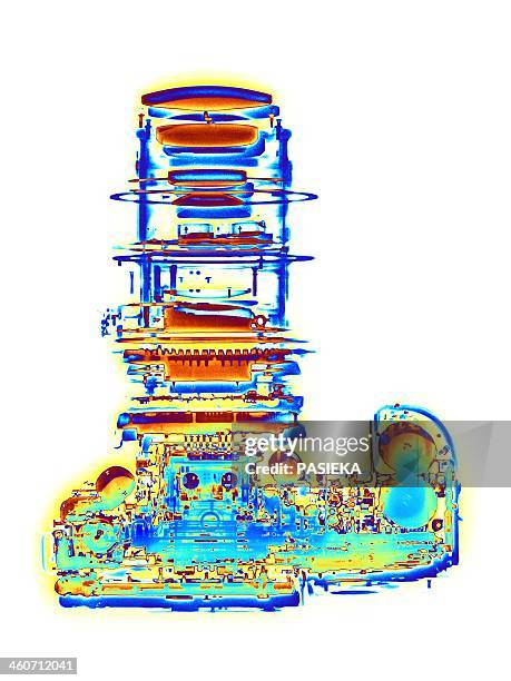 digital slr camera, x-ray - radiogram photographic image stock-fotos und bilder