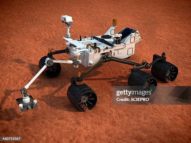 curiosity mars rover, artwork - mars planet stock illustrations