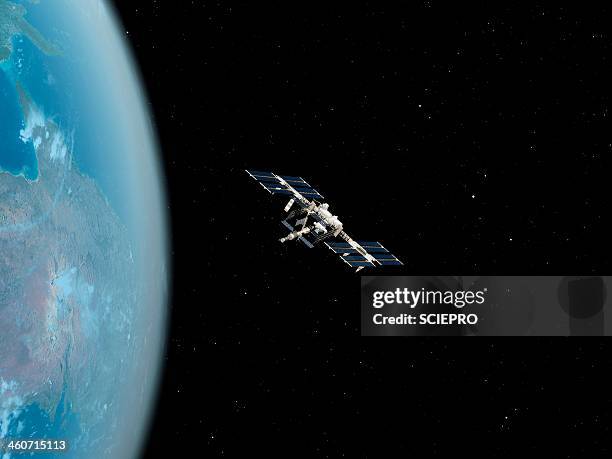 international space station, artwork - weltall stock-grafiken, -clipart, -cartoons und -symbole