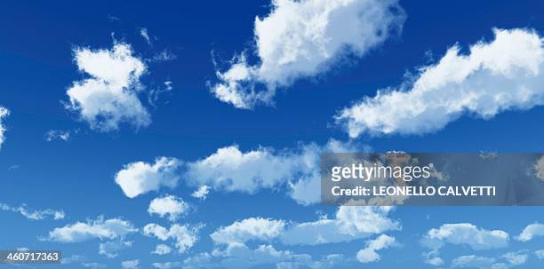 stockillustraties, clipart, cartoons en iconen met blue sky with clouds, artwork - panoramic