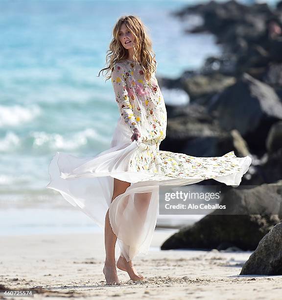 Constance Jablonski is seen during a photo shoot on December 20, 2014 in Miami Beach, Florida.