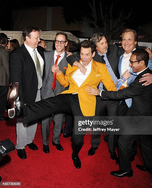 Director Bobby Farrelly, producer Joey McFarland, actor Jim Carrey, director Peter Farrelly, actor Jeff Daniels, producer Riza Aziz arrive at the Los...