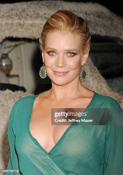 Actress Laurie Holden arrives at the Los Angeles premiere of 'Dumb And Dumber To' at Regency Village Theatre on November 3, 2014 in Westwood,...