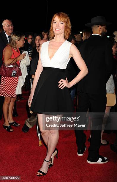 Actress Alicia Witt arrives at the Los Angeles premiere of 'Dumb And Dumber To' at Regency Village Theatre on November 3, 2014 in Westwood,...