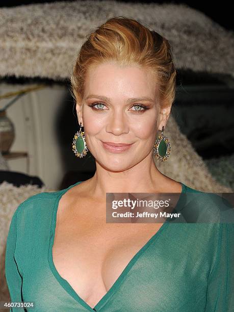 Actress Laurie Holden arrives at the Los Angeles premiere of 'Dumb And Dumber To' at Regency Village Theatre on November 3, 2014 in Westwood,...