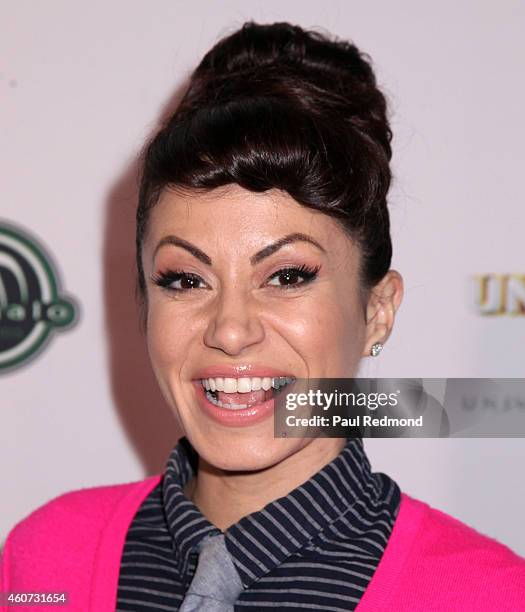 Singer Genevieve Goings of the children's musical act Choo Choo Soul attends the ISINA collaboration announcement at Capitol Recording Studios...