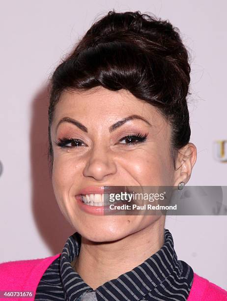 Singer Genevieve Goings of the children's musical act Choo Choo Soul attends the ISINA collaboration announcement at Capitol Recording Studios...
