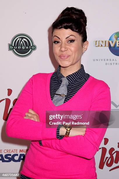 Singer Genevieve Goings of the children's musical act Choo Choo Soul attends the ISINA collaboration announcement at Capitol Recording Studios...