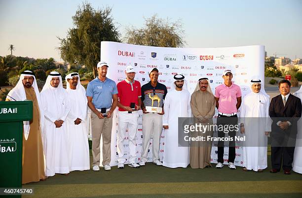 Mohamed Juma Buamaim, Vice Chairman and CEO of Golf in Dubai, Saeed Harib, Secretary-General of Dubai Sports Council, Shaikh Fahim Bin Sultan Al...