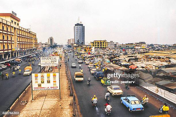 african city street scene. - benin stock pictures, royalty-free photos & images