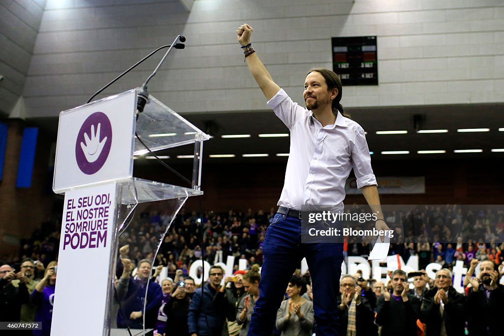 Spain's Anti-Austerity Podemos Party Leader Pablo Iglesias Meeting