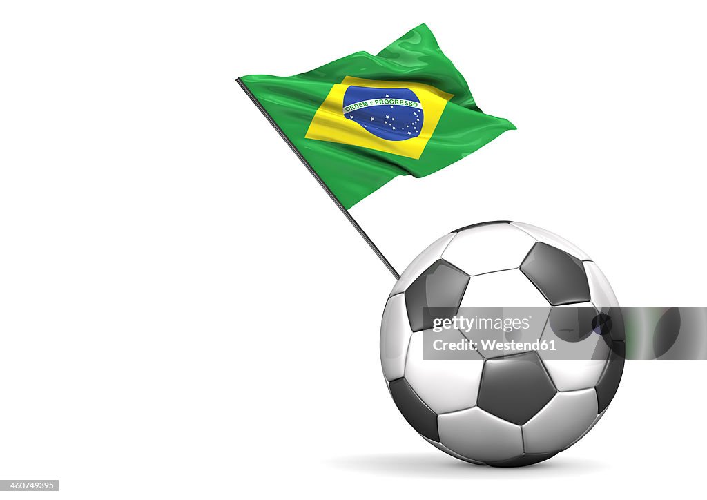 Football Flag Of Brazil against white background