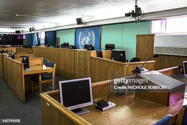 Picture taken on December 3, 2014 in Arusha shows the only remaining active courtroom of the International Criminal Tribunal for Rwanda . Two decades...