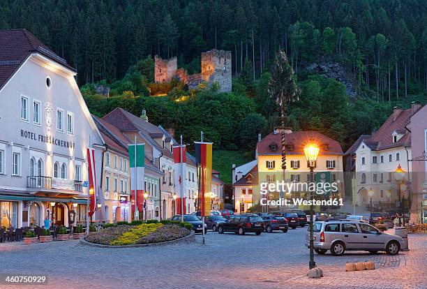 austria, carinthia, view of cars parked at hauptplatz square - carinthia stock pictures, royalty-free photos & images