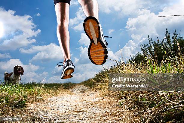 germany, bavaria, mature man jogging - sole of shoe stock pictures, royalty-free photos & images