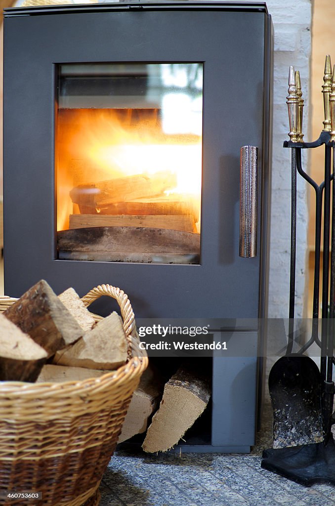Fireplace with wood burning