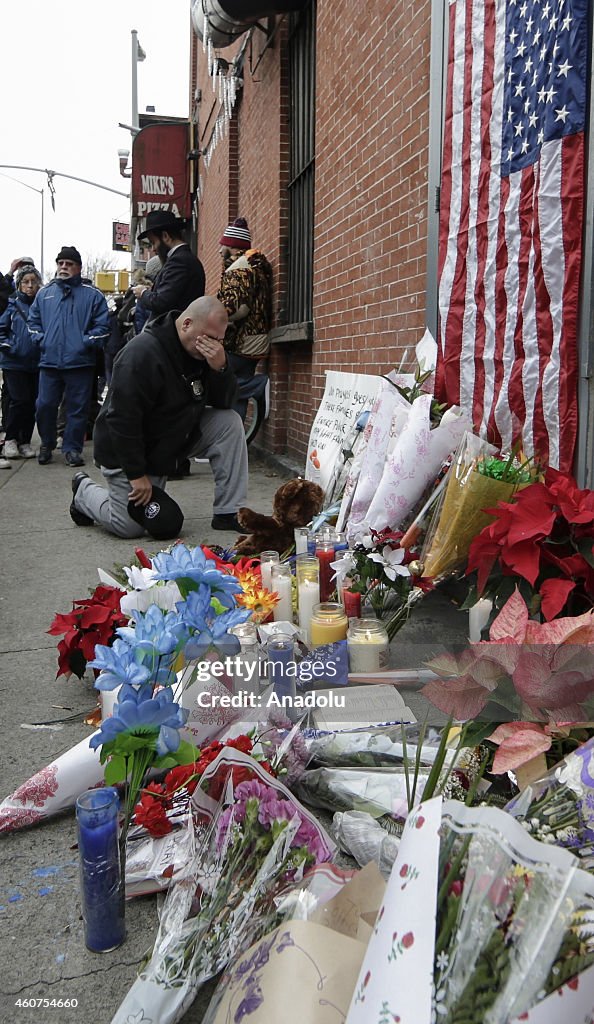 Memorial for New York police officers who shot dead