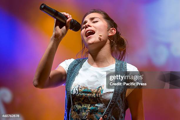 Greeicy Rendon as Daisy, star of the telefilm for teenagers "Chica Vampiro", during the final rehearsal of the show which will begin Saturday,...