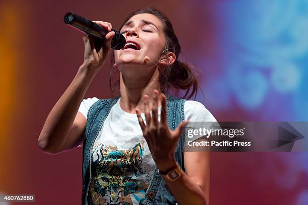 Greeicy Rendon as Daisy, star of the telefilm for teenagers "Chica Vampiro", during the final rehearsal of the show which will begin Saturday,...