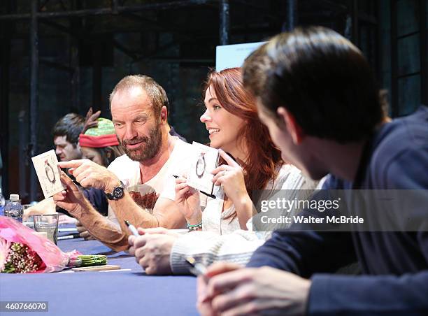 Sting and Rachel Tucker with the cast of 'The Last Ship' host a CD autograph signing for the Original Broadway Cast Recording of 'The Last Ship' on...