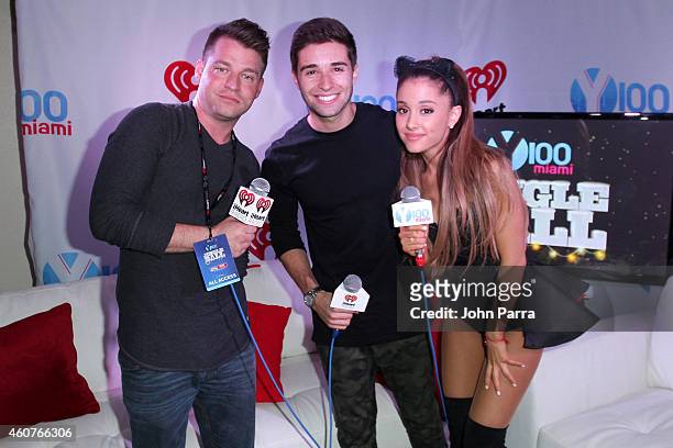 Valentine of Y100, Jake Miller and Ariana Grande attend Y100s Jingle Ball 2014 at BB&T Center on December 21, 2014 in Miami, FL.