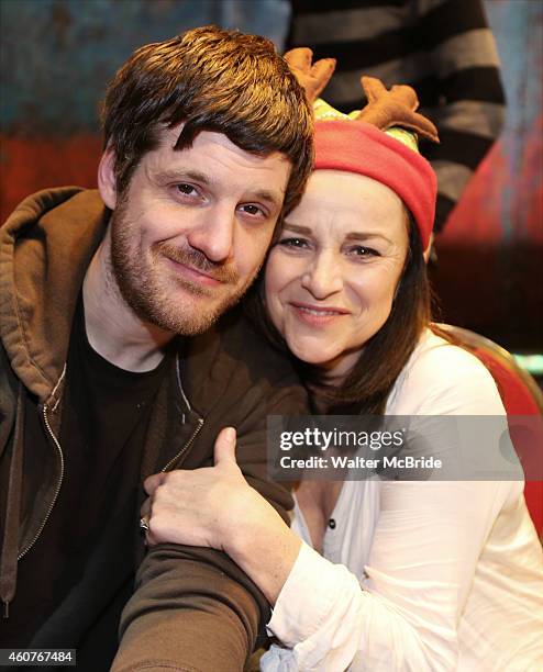 Michael Esper and Sally Ann Triplett attend the CD autograph signing for the Original Broadway Cast Recording of 'The Last Ship' on stage at The Neil...