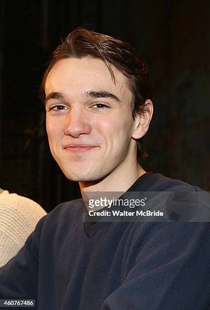 Collin Kelly-Sordelet attends the CD autograph signing for the Original Broadway Cast Recording of 'The Last Ship' on stage at The Neil Simon Theatre...
