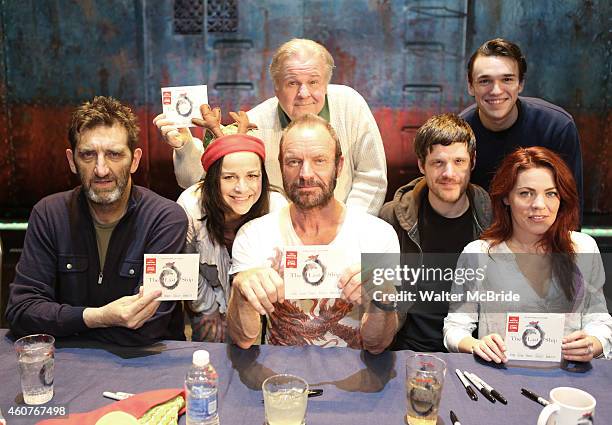 Jimmy Nail, Sally Ann Triplett, Sting, Fred Applegate, Michael Esper, Collin Kelly-Sordelet and Rachel Tucker attend the CD autograph signing for the...