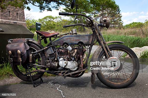 nineteen fifteen vintage harley davidson with all original parts - harley davidson stock pictures, royalty-free photos & images