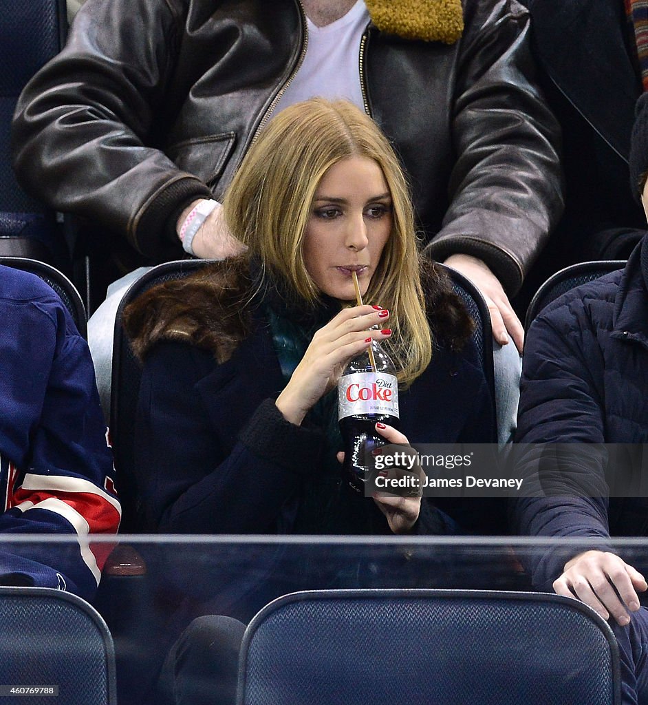 Celebrities Attend New York Rangers Vs. Carolina Hurricanes