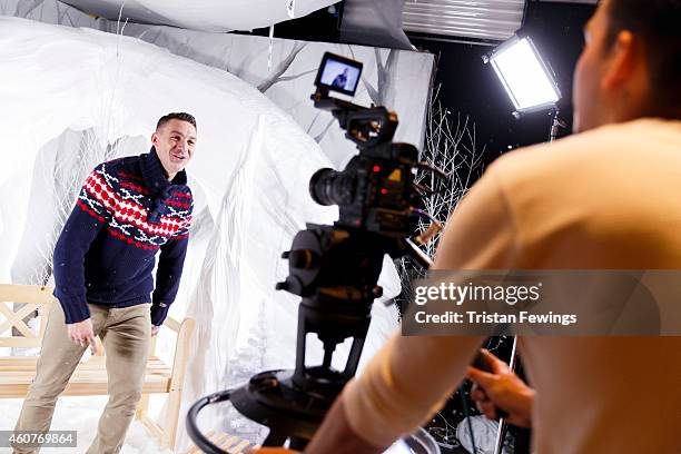 Kirk Norcross on set of the recording of the music video for "Who You Are This Xmas" by Kirk Norcross & Zack Knight on December 18, 2014 in London,...