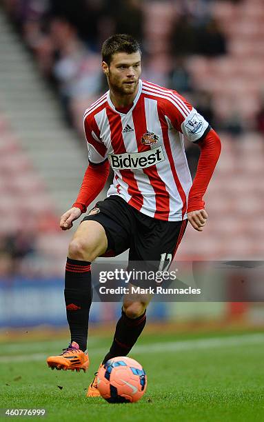 Ondrej Celustka of Sunderland in action during the FA Cup Third Round match between Sunderland and Carlisle United at the Stadium of Light on January...