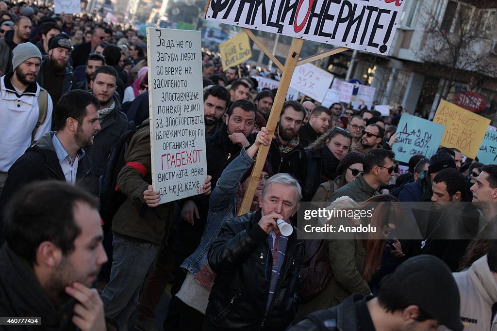 Macedonians Protest Tax Increase in Skopje