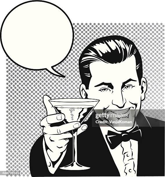 man toasting with speech balloon - guy smiling stock illustrations