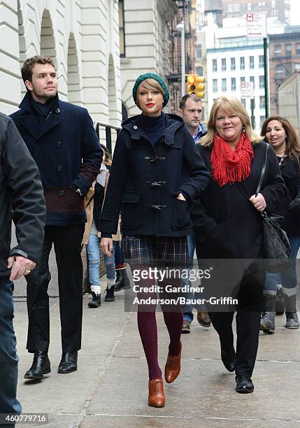 Austin Swift, Taylor Swift and Andrea Finlay are seen on December 22, 2014 in New York City.