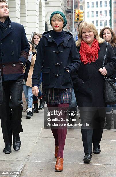 Austin Swift, Taylor Swift and Andrea Finlay are seen on December 22, 2014 in New York City.