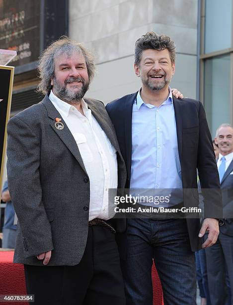 Sir Peter Jackson and actor Andy Serkis attend the ceremony honoring Sir Peter Jackson with a Star on The Hollywood Walk of Fame on December 8, 2014...