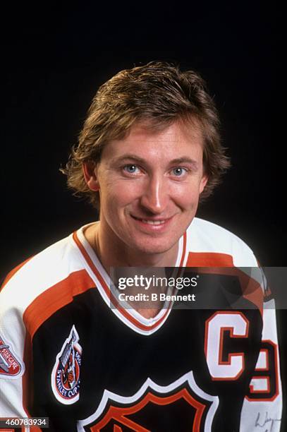 Wayne Gretzky of the Campbell Conference and the Los Angeles Kings poses for a portrait before the 1993 44th NHL All-Star Game against the Wales...