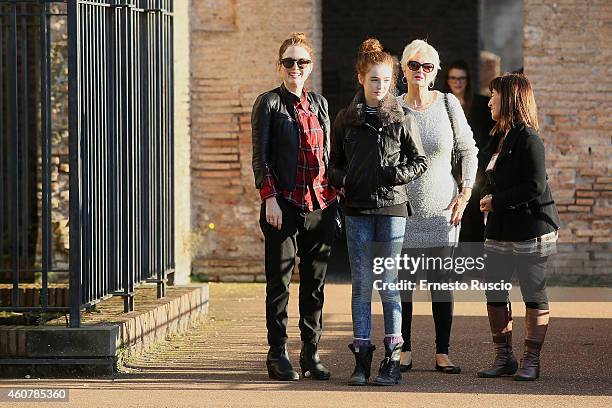 American actress Julianne Moore with her daughter Liv Freundlich are sighted on a Christmas holiday at Fori Imperiali on December 21, 2014 in Rome,...