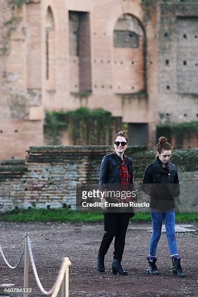 American actress Julianne Moore with her daughter Liv Freundlich are sighted on a Christmas holiday at Fori Imperiali on December 21, 2014 in Rome,...