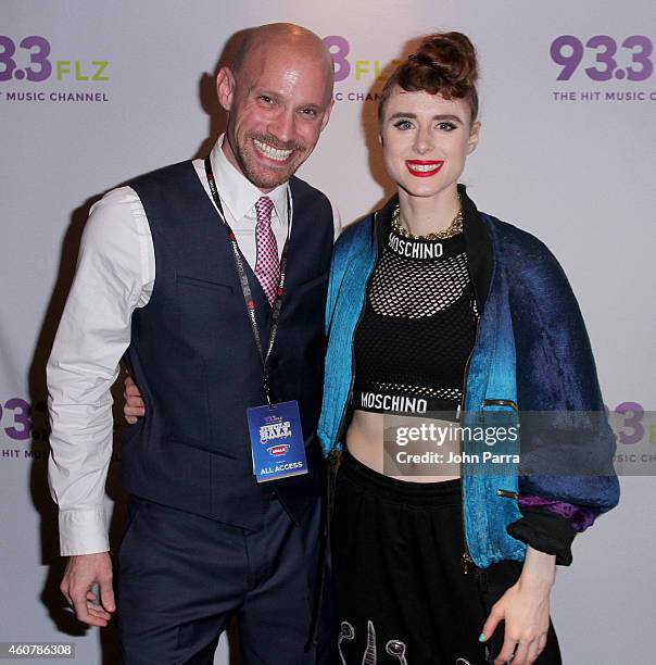 Brian Fink interviews Kiesza at 93.3 FLZs Jingle Ball 2014 at Amalie Arena on December 22, 2014 in Tampa, Florida.