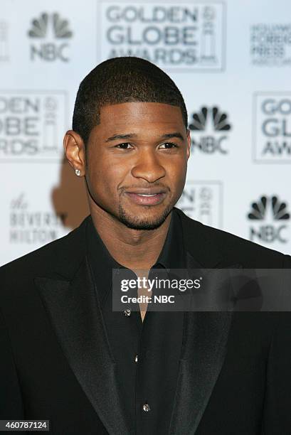 Pictured: Usher Raymond poses in the press room at the 62nd Annual Golden Globe Awards held at the Beverly Hilton Hotel on January 16, 2005 --