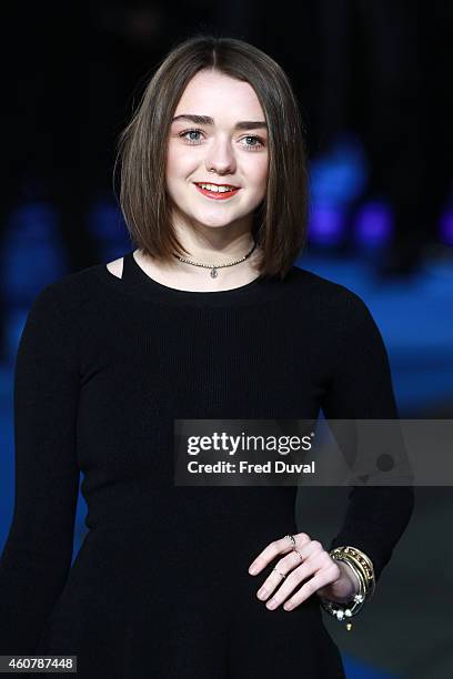 Maisie Williams attends the UK Premiere of "Night At The Museum: Secret Of The Tomb" at Empire Leicester Square on December 15, 2014 in London,...