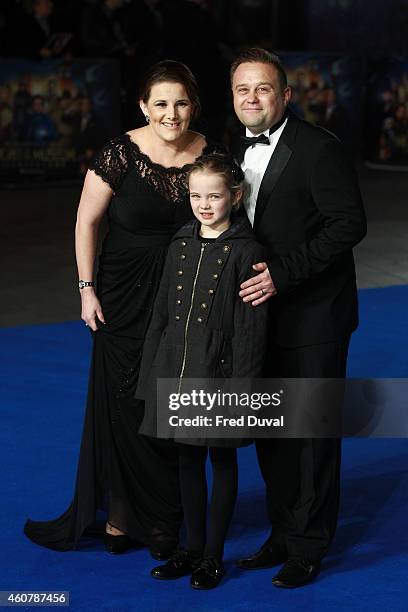 Sam Bailey and Chris Pearson attends the UK Premiere of "Night At The Museum: Secret Of The Tomb" at Empire Leicester Square on December 15, 2014 in...