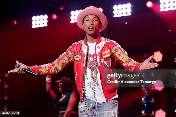 Pharrell Williams performs onstage during 93.3 FLZs Jingle Ball 2014 at Amalie Arena on December 22, 2014 in Tampa, Florida.