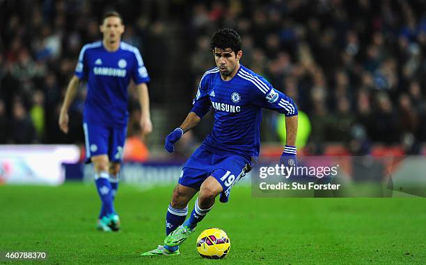 Chelsea player Diego Costa in action during the Barclays Premier League match between Stoke City and Chelsea at Britannia Stadium on December 22,...