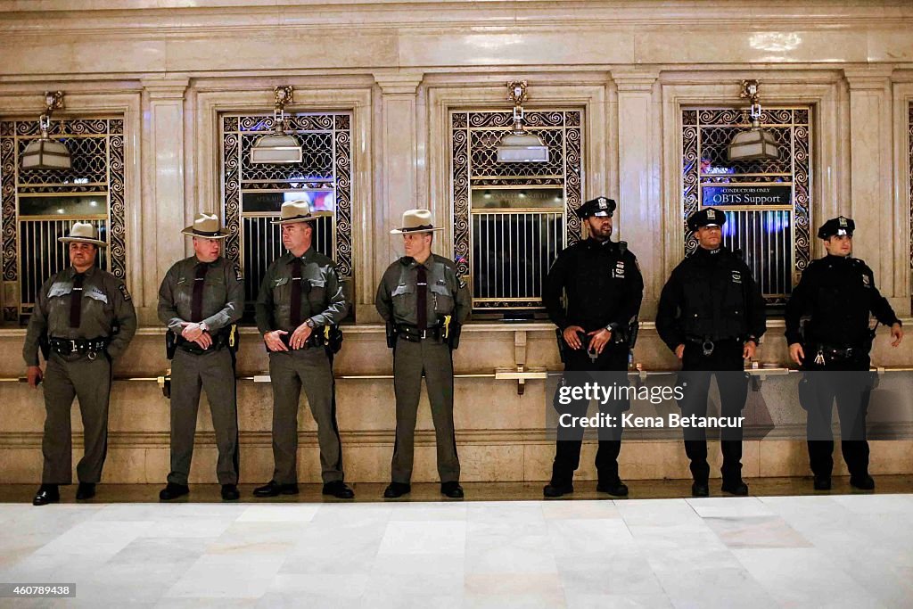 Protesters Rally Against Police Aggression In Grand Central Station