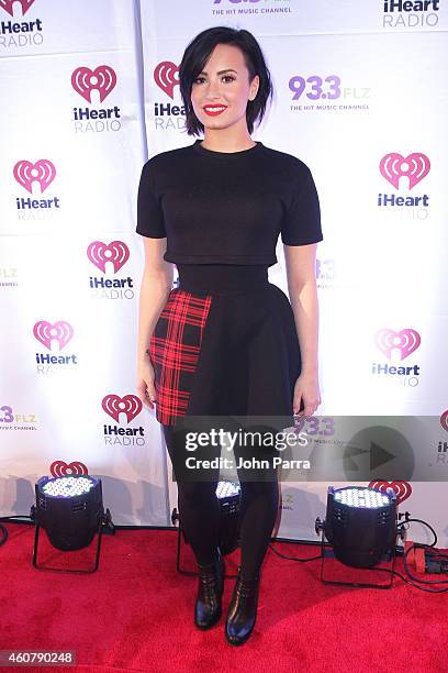 Demi Lovato attends 93.3 FLZs Jingle Ball 2014 at Amalie Arena on December 22, 2014 in Tampa, Florida.