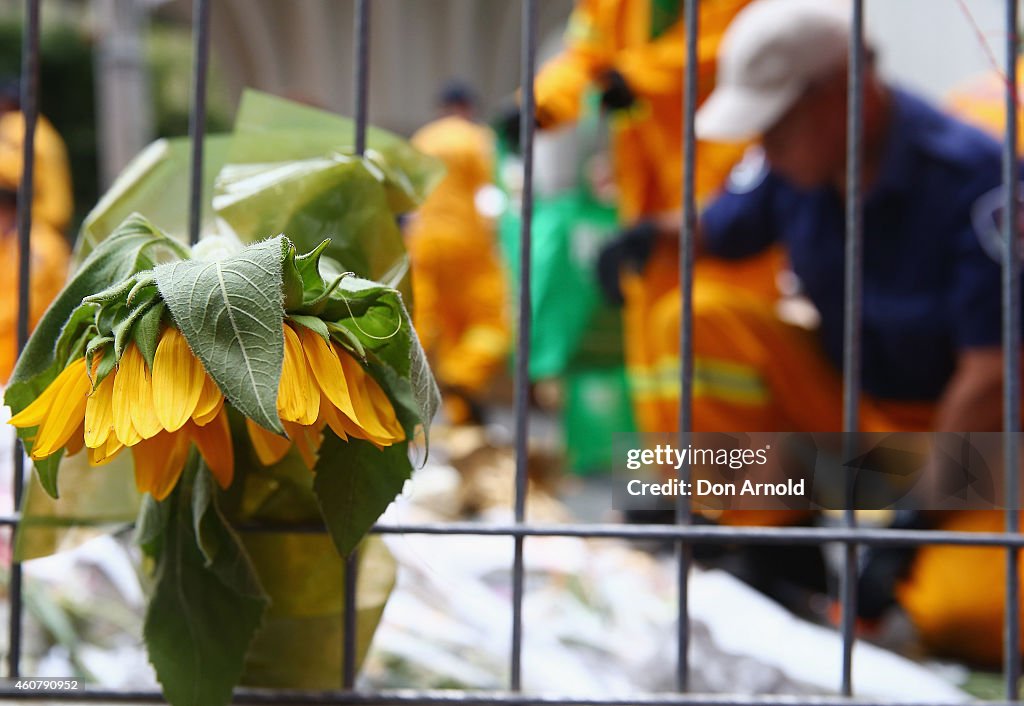 Flower Tributes For Sydney Siege Victims Removed From Martin Place